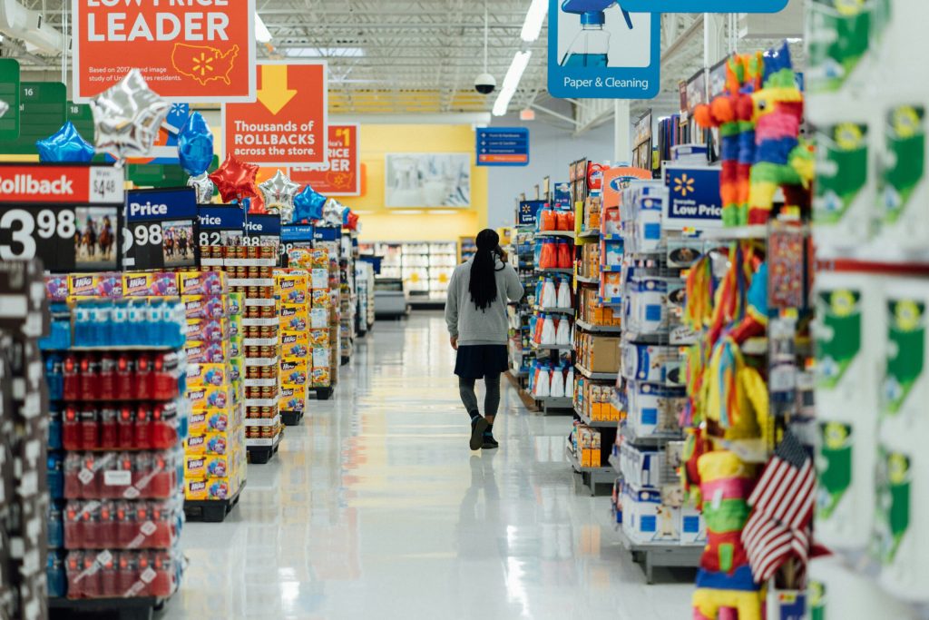 A girl taking in shop